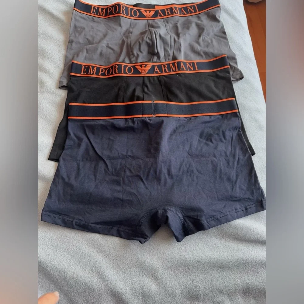 Emporio Armani Mens 3 Pack Boxer Trunks  M Black‎ /grey/navy cotton  Shorts